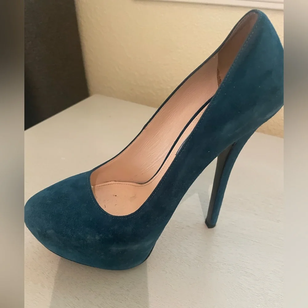 Prada '1IP218' Petrolio Suede 38.5 Euc - Picture 2 of 5